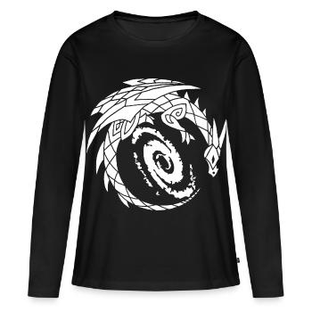 Drache und Galaxie - Frauen Premium Bio Langarmshirt - Schwarz - Vorne - Julia (174cm)
