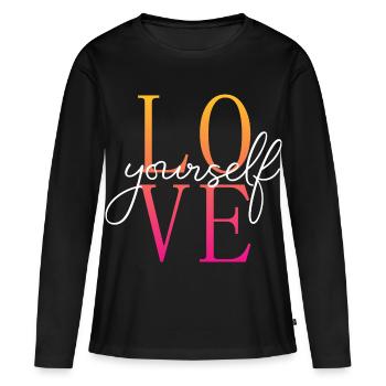 Aimez-vous / Selbstliebe / Liebe dich selbst - T-shirt manches longues Premium bio Femme - noir - Devant - Julia (174cm)