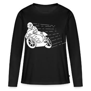 Weißer Biker und Geschwindigkeit - Frauen Premium Bio Langarmshirt - Schwarz - Vorne - Julia (174cm)