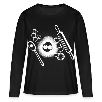Dessin des ingrédients de cuisson - T-shirt manches longues Premium bio Femme - noir - Devant - Julia (174cm)