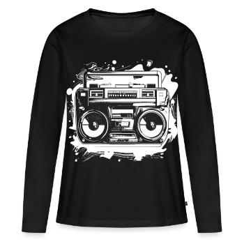 Dessin de musique hip hop - T-shirt manches longues Premium bio Femme - noir - Devant - Julia (174cm)
