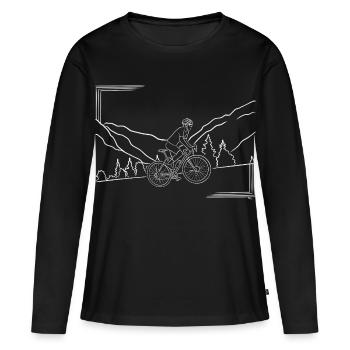 Itinéraire VTT paysage de montagne - T-shirt manches longues Premium bio Femme - noir - Devant - Julia (174cm)