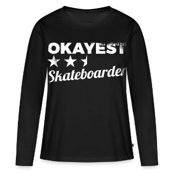 Skateur moyen - T-shirt manches longues Premium bio Femme - noir - Devant - Julia (174cm)