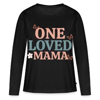 One Loved Mama Retro Butterfly Design - Women's Premium Organic Long Sleeve Shirt - black - Front - Julia (174cm)
