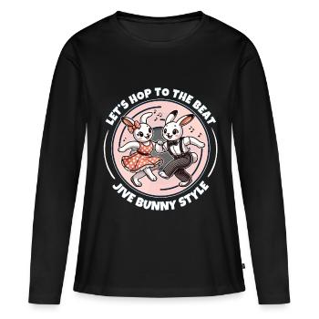 Retro Rockabilly Dancing Bunny Couple  - Women's Premium Organic Long Sleeve Shirt - black - Front - Julia (174cm)