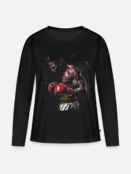 boxerlegende - Frauen Premium Bio Langarmshirt - Schwarz