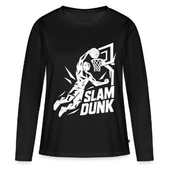 Basketball Slam Dunk Lancer Joueur Dunking Cadeau - T-shirt manches longues Premium bio Femme - noir - Devant - Julia (174cm)