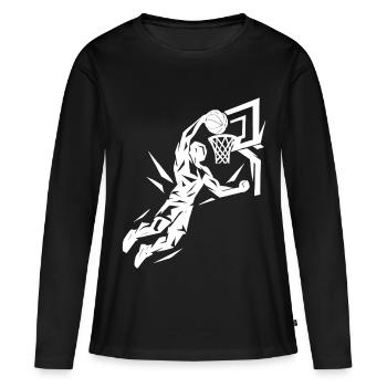 Basketball Slam Dunk Lancer Joueur Dunking Cadeau - T-shirt manches longues Premium bio Femme - noir - Devant - Julia (174cm)