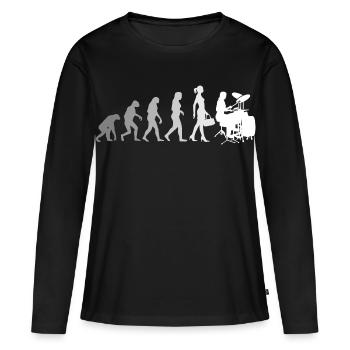 Evolution Schlagzeugerin Percussion Drummer - Frauen Premium Bio Langarmshirt - Schwarz - Vorne - Julia (174cm)