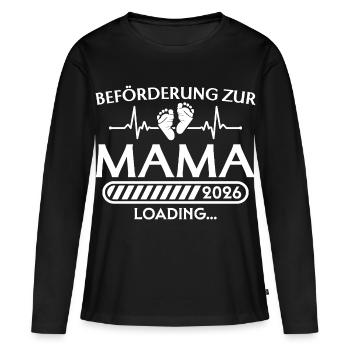 Beförderung zur Mama 2026 loading - Frauen Premium Bio Langarmshirt - Schwarz - Vorne - Julia (174cm)