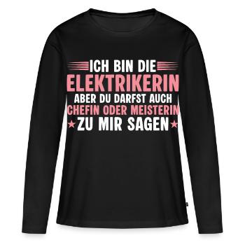 Électricien mais on peut aussi dire patron - T-shirt manches longues Premium bio Femme - noir - Devant - Julia (174cm)