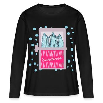 BOÎTE DE POISSON SARDINES BOÎTE DE POISSON - T-shirt manches longues Premium bio Femme - noir - Devant - Julia (174cm)