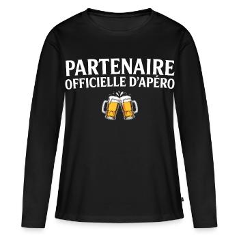 Offizieller Partner Apéro Paar Humor Apéro - Frauen Premium Bio Langarmshirt - Schwarz - Vorne - Julia (174cm)