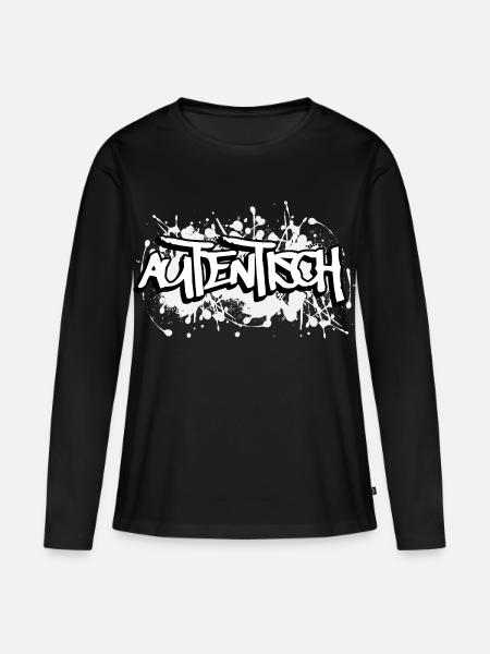 Autentisch Graffiti Schriftdesign - Frauen Premium Bio Langarmshirt - Schwarz