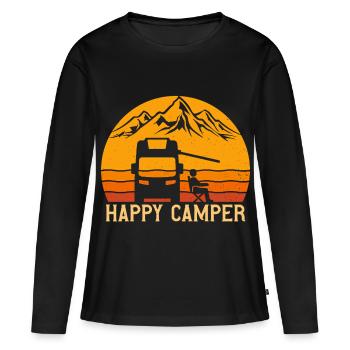 Happy Camper Camper Camping - T-shirt manches longues Premium bio Femme - noir - Devant - Julia (174cm)