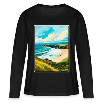 Dingle-Halbinsel Irland Reiseplakat Stadtbild - Frauen Premium Bio Langarmshirt - Schwarz - Vorne - Julia (174cm)