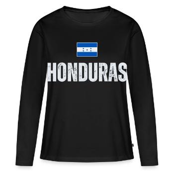Ich liebe Honduras, Honduras Flagge - Frauen Premium Bio Langarmshirt - Schwarz - Vorne - Julia (174cm)