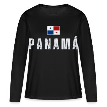 Drapeau du Panama, J’aime le Panama - T-shirt manches longues Premium bio Femme - noir - Devant - Julia (174cm)