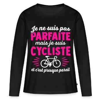 Ich bin Radfahrer und es ist fast dasselbe - Frauen Premium Bio Langarmshirt - Schwarz - Vorne - Julia (174cm)