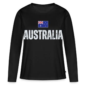 Flag Australia, j’adore l’Australie - T-shirt manches longues Premium bio Femme - noir - Devant - Julia (174cm)