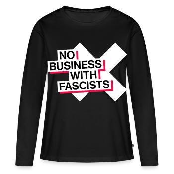 PAS D’AFFAIRES AVEC LES FASCISTES - T-shirt manches longues Premium bio Femme - noir - Devant - Julia (174cm)