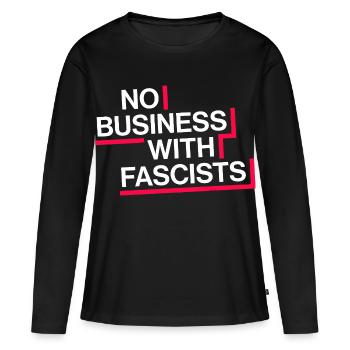 PAS D’AFFAIRES AVEC LES FASCISTES - T-shirt manches longues Premium bio Femme - noir - Devant - Julia (174cm)