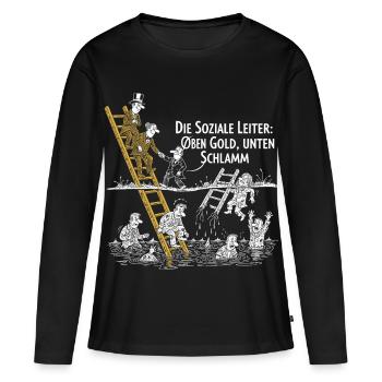 L’échelle sociale - T-shirt manches longues Premium bio Femme - noir - Devant - Julia (174cm)