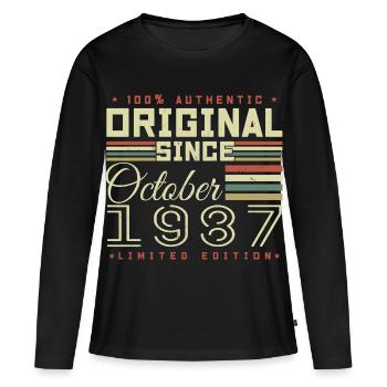 légendaire Depuis Octobre 1987 | octobre 1987 - T-shirt manches longues Premium bio Femme - noir - Devant - Julia (174cm)