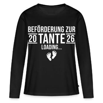 Tante 2026 loading - Werdende Patentante - Frauen Premium Bio Langarmshirt - Schwarz - Vorne - Julia (174cm)
