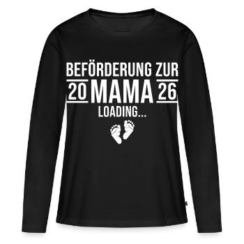 Mama 2026 loading - Werdende Mutter - Frauen Premium Bio Langarmshirt - Schwarz - Vorne - Julia (174cm)