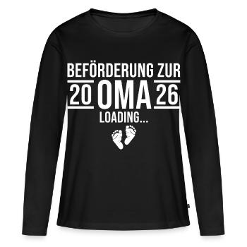 Oma 2026 loading - Werdende Großmutter - Frauen Premium Bio Langarmshirt - Schwarz - Vorne - Julia (174cm)