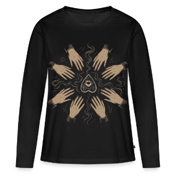Motif mystique rituel des mains de sorcière de Samhain - T-shirt manches longues Premium bio Femme - noir - Devant - Julia (174cm)