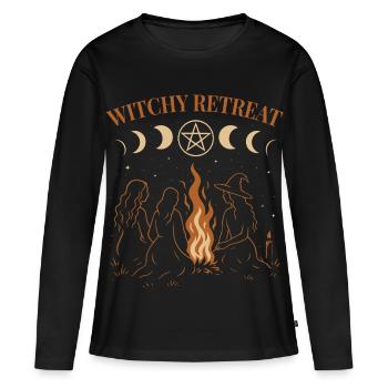 Retraite de sorcières du feu rituel de Samhain - T-shirt manches longues Premium bio Femme - noir - Devant - Julia (174cm)