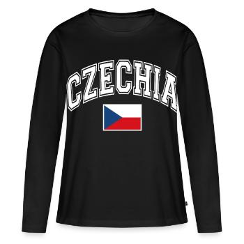 Drapeau de la République tchèque - T-shirt manches longues Premium bio Femme - noir - Devant - Julia (174cm)