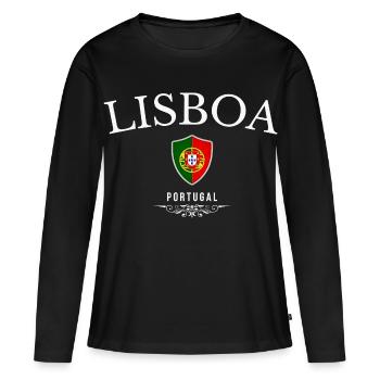 Ich liebe Lissabon, Lissabon Portugal - Frauen Premium Bio Langarmshirt - Schwarz - Vorne - Julia (174cm)