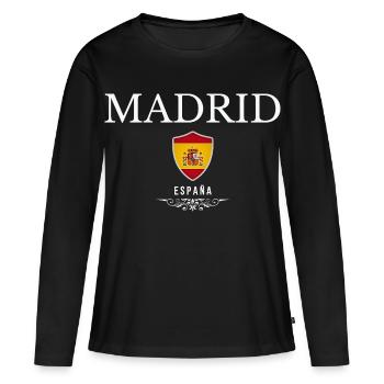J’adore Madrid, Madrid Espagne - T-shirt manches longues Premium bio Femme - noir - Devant - Julia (174cm)