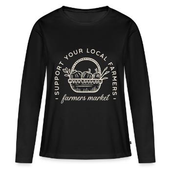 Le marché fermier soutient les aliments locaux cultivés localement - T-shirt manches longues Premium bio Femme - noir - Devant - Julia (174cm)