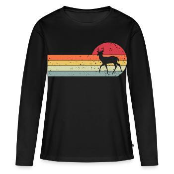 chevreuil - T-shirt manches longues Premium bio Femme - noir - Devant - Julia (174cm)