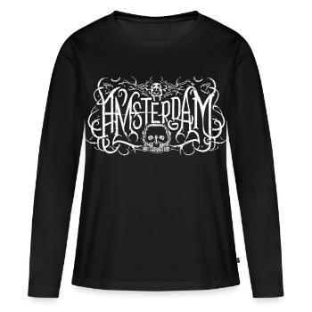 Amsterdam Heavy Metal Headbanger Typographie - T-shirt manches longues Premium bio Femme - noir - Devant - Julia (174cm)