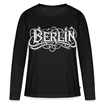 Typographie des headbangers heavy metal berlinois - T-shirt manches longues Premium bio Femme - noir - Devant - Julia (174cm)