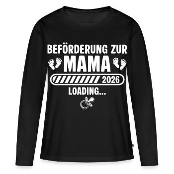 Annonce de grossesse de maman 2026 - T-shirt manches longues Premium bio Femme - noir - Devant - Julia (174cm)