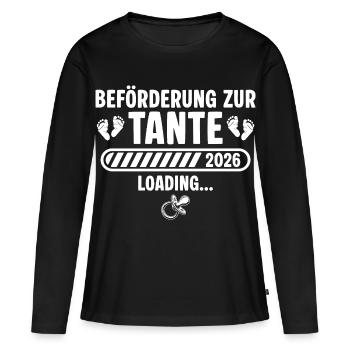 Tante 2026 annonce sa grossesse - T-shirt manches longues Premium bio Femme - noir - Devant - Julia (174cm)