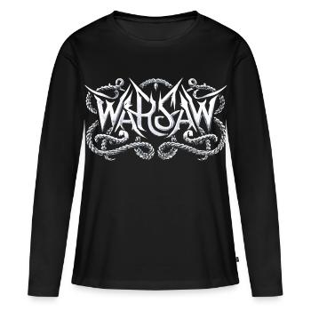 Typographie du Heavy Metal Headbanger de Varsovie - T-shirt manches longues Premium bio Femme - noir - Devant - Julia (174cm)