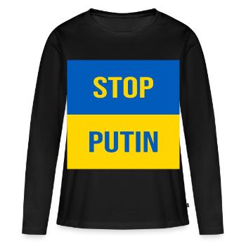 ARRÊTEZ POUTINE - T-shirt manches longues Premium bio Femme - noir - Devant - Julia (174cm)