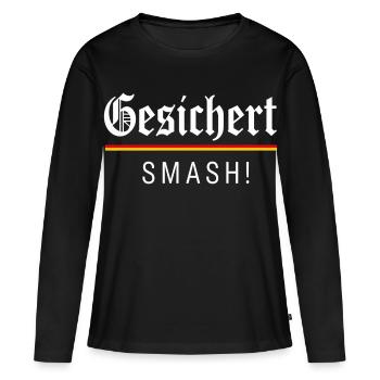SMASH sécurisé ! Allemagne - T-shirt manches longues Premium bio Femme - noir - Devant - Julia (174cm)