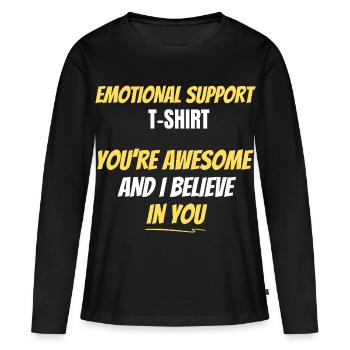 T-shirt de soutien émotionnel - T-shirt manches longues Premium bio Femme - noir - Devant - Julia (174cm)