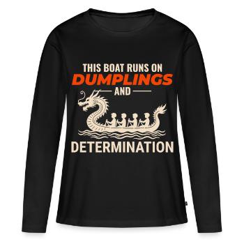 Dumplings et Détermination Dragon Boat - T-shirt manches longues Premium bio Femme - noir - Devant - Julia (174cm)