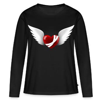 Cœur blessé avec des ailes - T-shirt manches longues Premium bio Femme - noir - Devant - Julia (174cm)