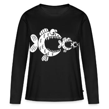White fish and the food chain - Women's Premium Organic Long Sleeve Shirt - black - Front - Julia (174cm)