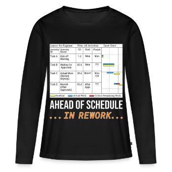 En avance sur le calendrier... En rework (Funny Gantt Chart) - T-shirt manches longues Premium bio Femme - noir - Devant - Julia (174cm)